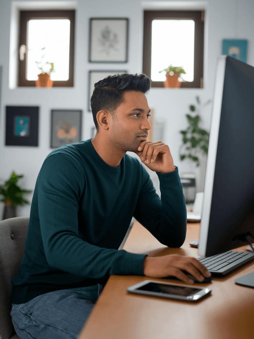 High-frequency trader, Anand, sitting at his desktop computer, filing taxes after fetching P&L from multiple broker platforms.