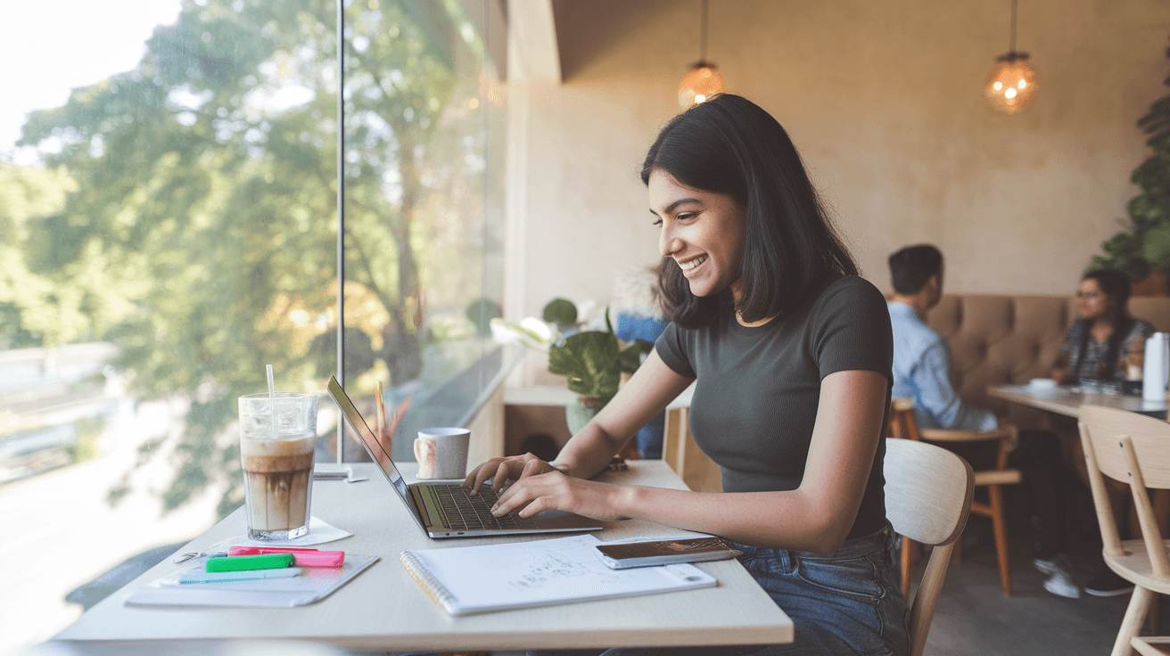 Freelancer filing her taxes on a laptop, with income sources and a confirmation of successful e-filing.