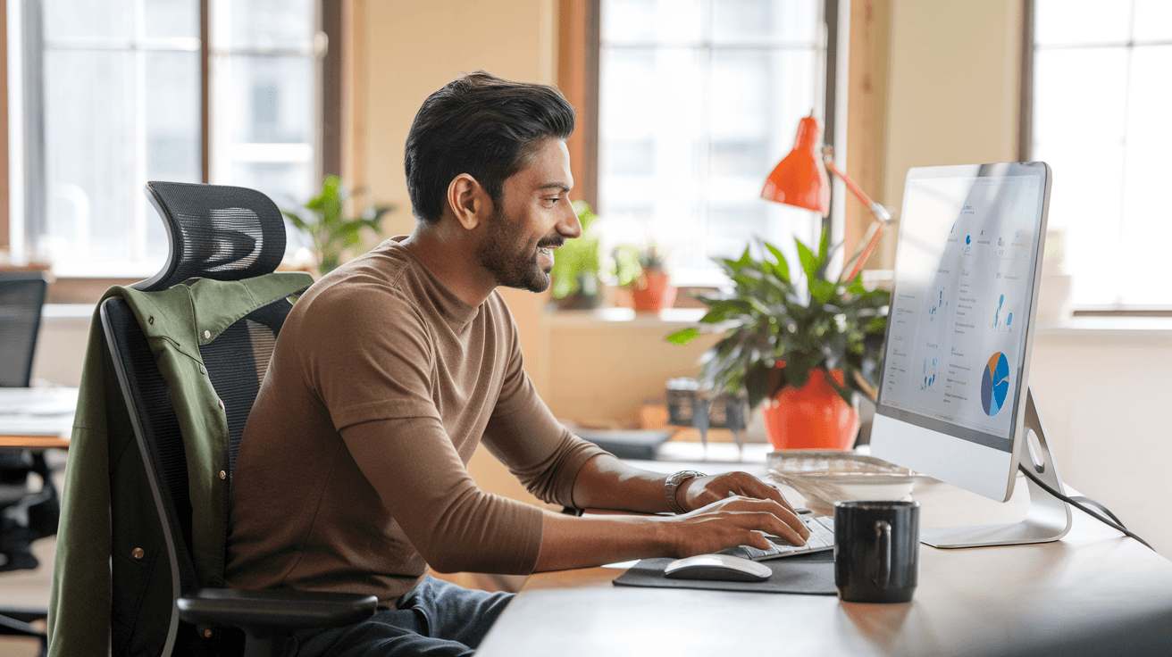 Trader viewing his trading performance and connecting broker platforms on a laptop.