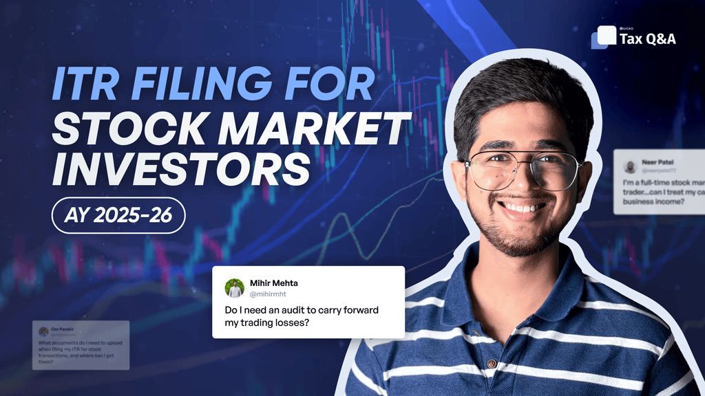 Thumbnail of ITR Filing for Stock Market Investors youtube video by Quicko