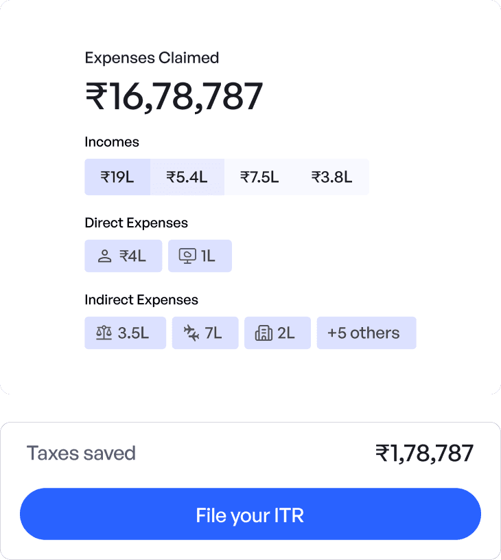 Screen showing a breakdown of various expenses claimed