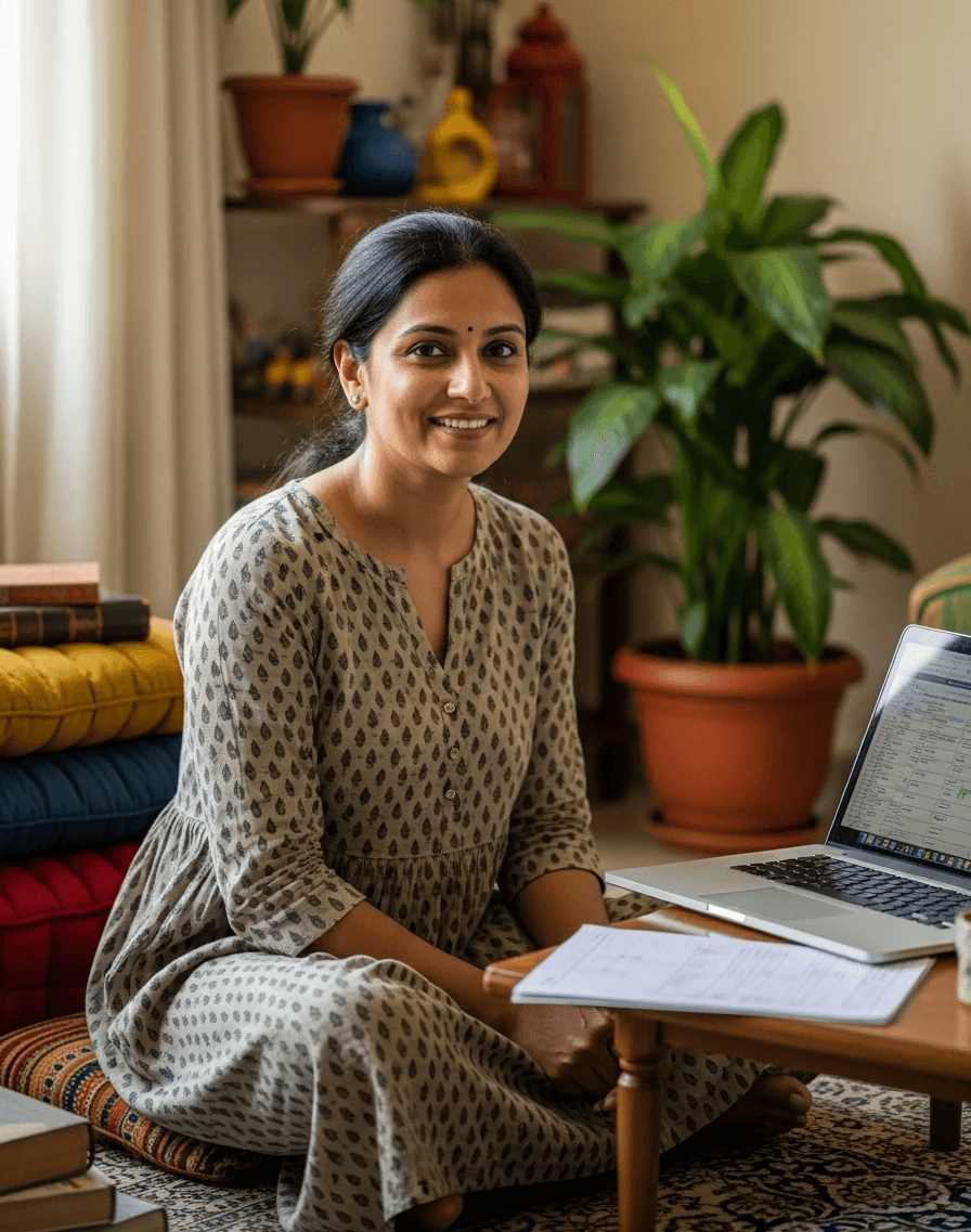 Long-term Investor, Meena, calculating capital gains on old stock sales by linking directly to her broker app.